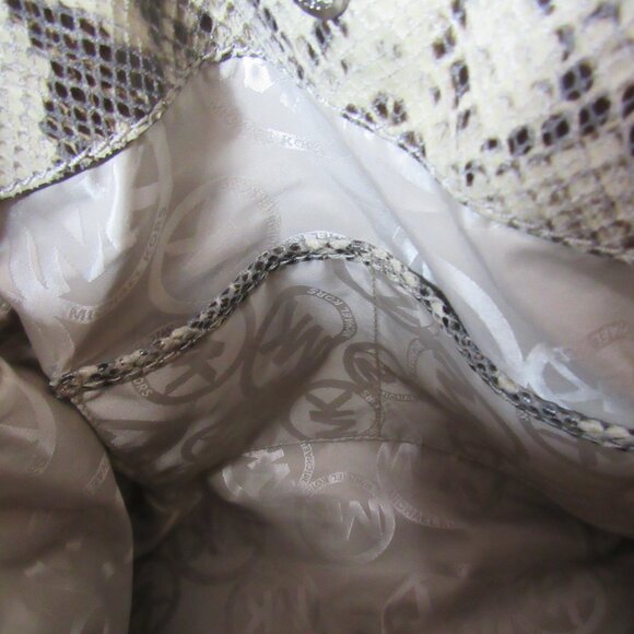 Michael Kors Gray Snakeskin Silver Hardware Large Hamilton Bag - Picture 12 of 15